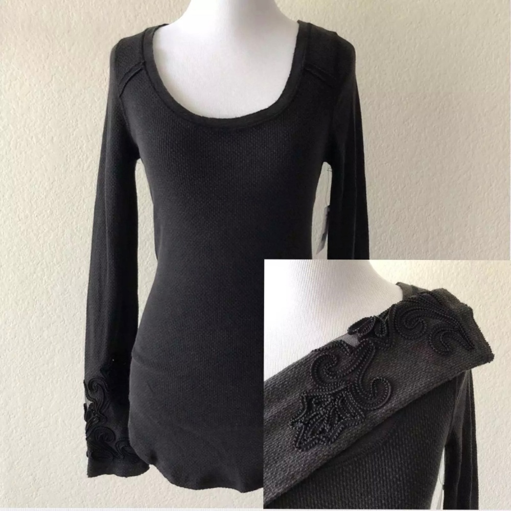 Free People newbie thermal Masquerade cuff black M - Picture 2 of 8